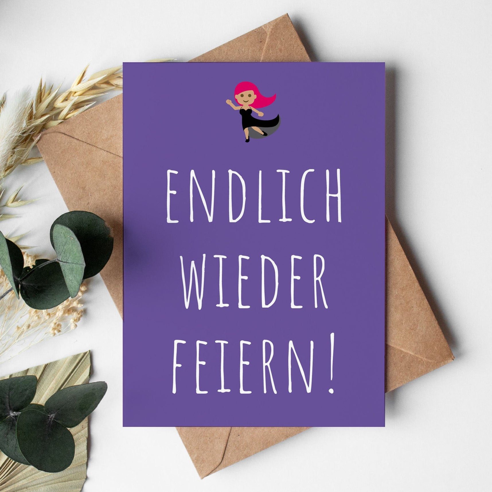Einladung zum Geburtstag: Endlich wieder feiern! lila - Individuelle Einladung